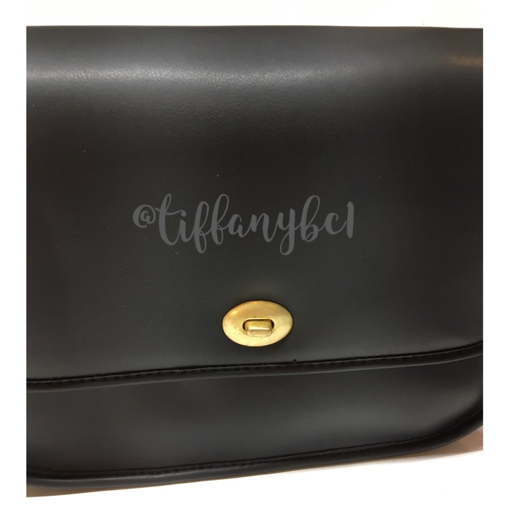 Soft Front Flap Shoulder Bag Faux Leather Black - Picture 3 of 15